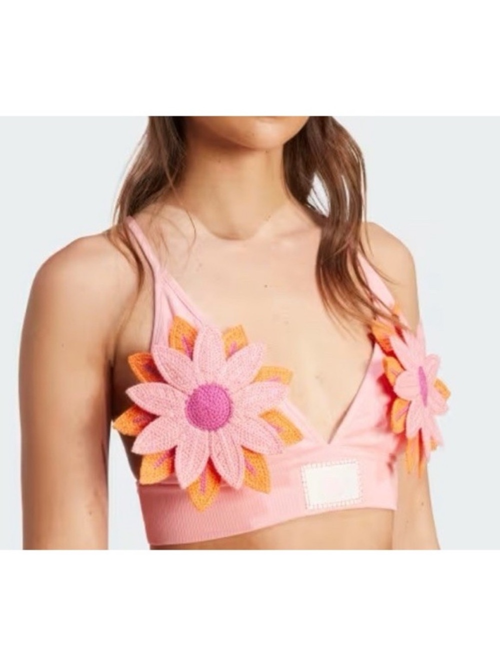 Adidas Originals Summer Glow Pink Floral Appliqué Bralette